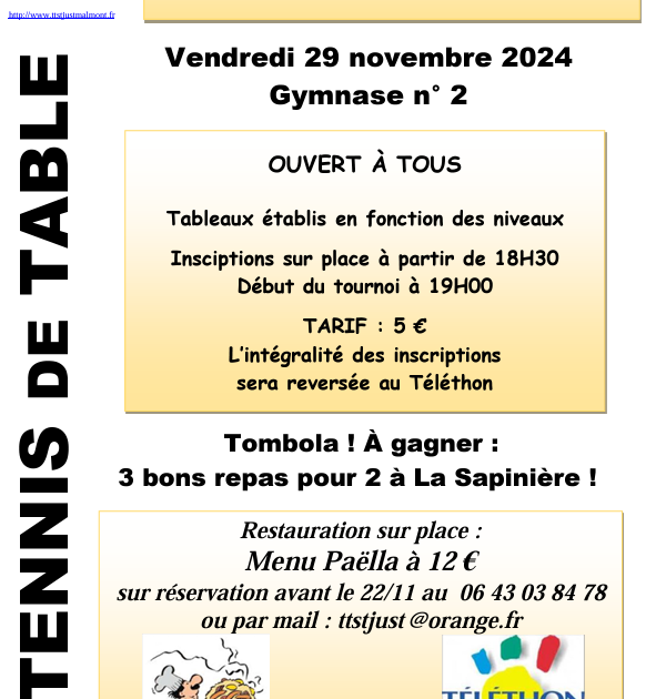 Téléthon : tournoi de Tennis de Table_Saint-Just-Malmont